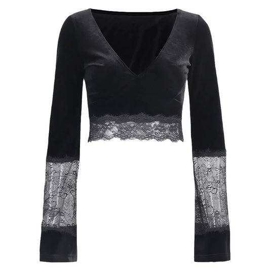 Haut dentelle noir gothique