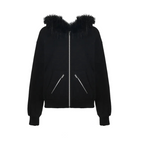 Veste à capuche noire en fourrure