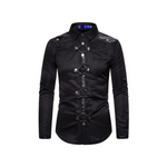 Chemise gothique pour homme avec chaîne et anneau de style gothique foncé