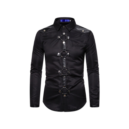 Chemise gothique pour homme avec chaîne et anneau de style gothique foncé