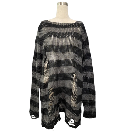 Pull Oversize tricotés à rayures style gothique à rayures colorées