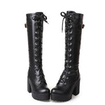 Bottes hautes gothiques noires au genou
