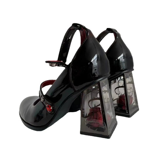 Talons compensés gothique - rouge foncé