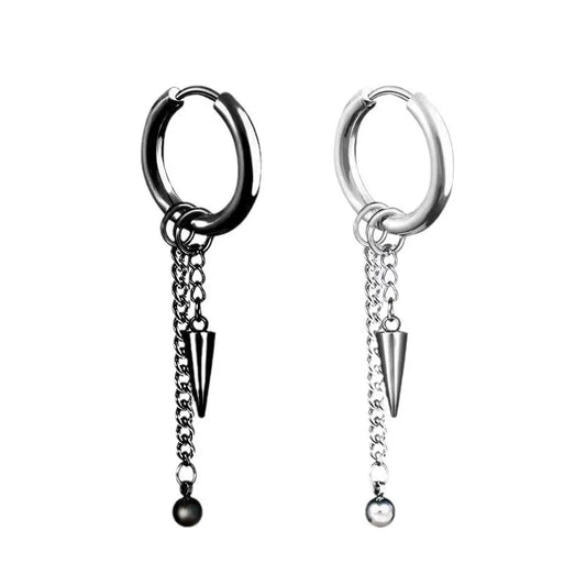 Boucles d'oreilles créoles gothiques avec pendentif chaîne et pique