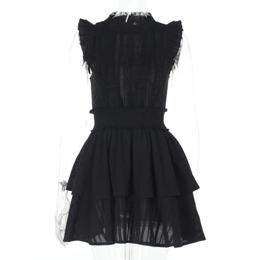 Robe trapèze noir sans manches style gothique foncé