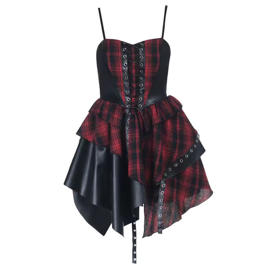 Robe gothique Lolita rouge à carreaux
