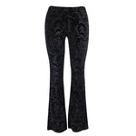 Pantalon gothique fleuri pour femme style patte d'eph