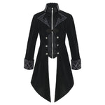 Manteau gothique avec un ourlet asymétrique et des manches brodées