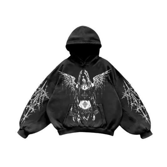 Pull à capuche noir avec graphique Angel (Copie)